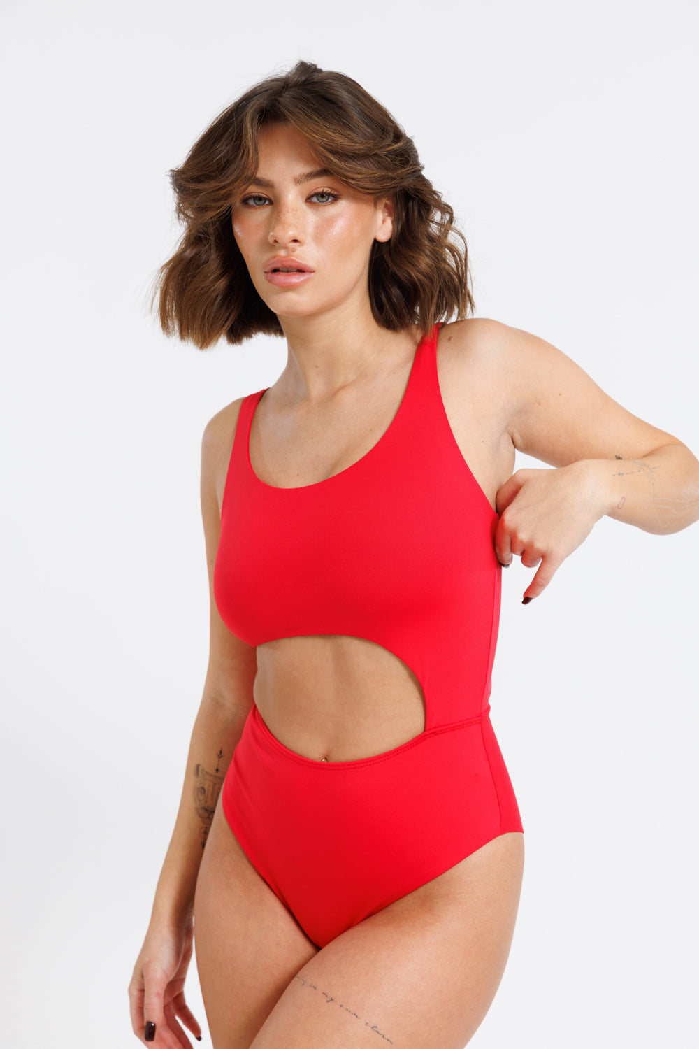 Moon one piece swimsuit Red