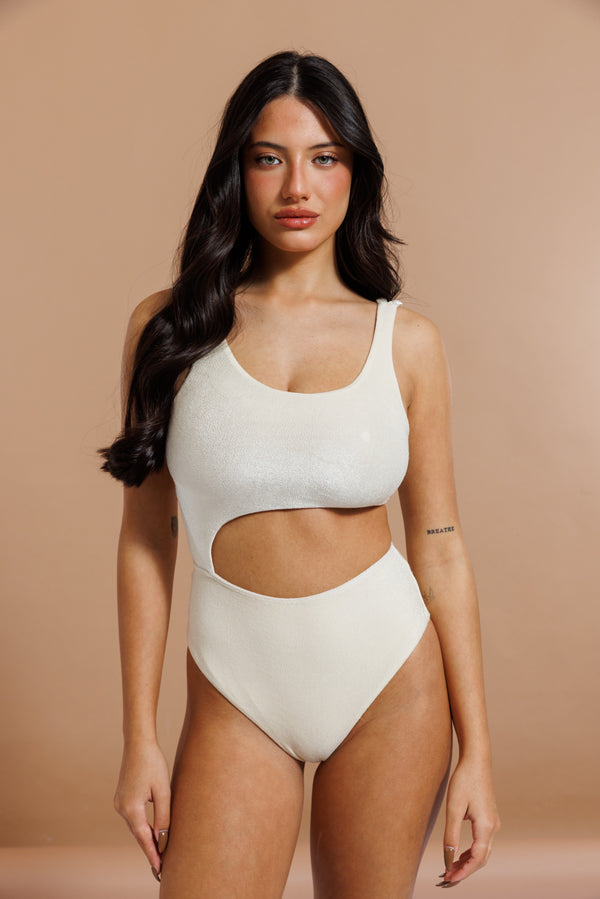 Moon one piece swimsuit soft pearl