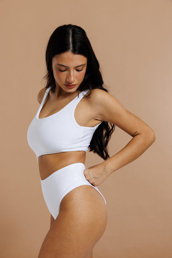 Moon one piece swimsuit soft white